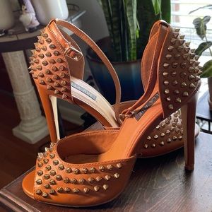 Shoe Dazzle Orange Studded High Heel Sandals